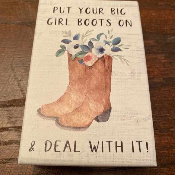 Put Your Big Girl Boots On & Deal With It Wood Tier Tray Sign CowGirl Boots Sign - Picture 11 of 15